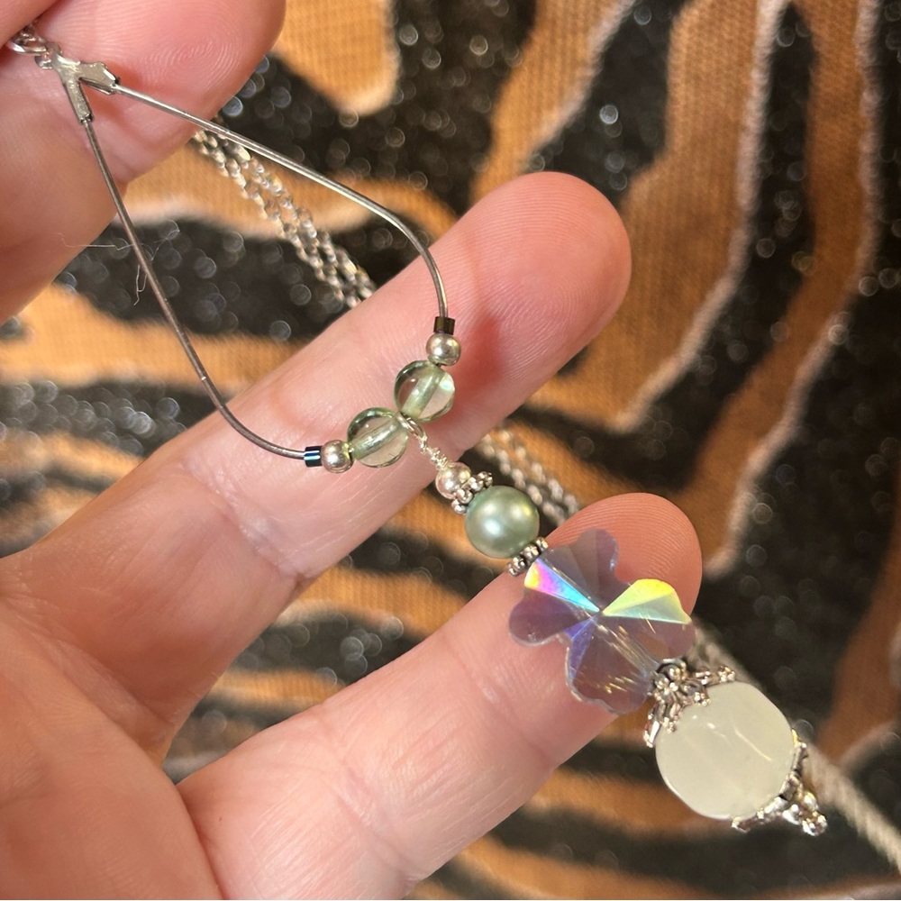 Handcrafted vintage bead changeable charm pendant on chain necklace
